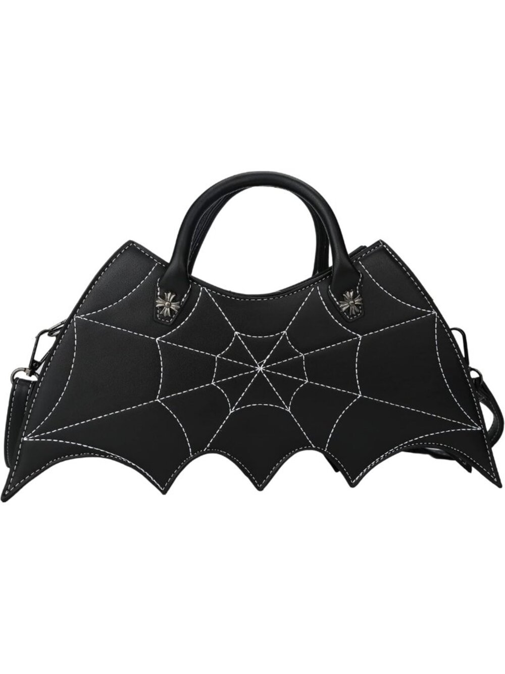 Stylish Bat Wing Crossbody Handbag, PU Spider Web Shoulder Bag for Women